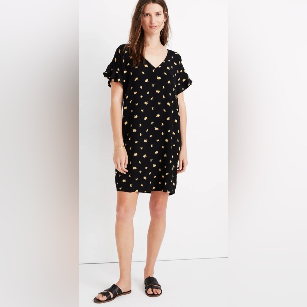 Madewell Floral Black Dress